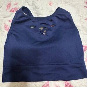 Elegant Navy Sports Bra with Cutout Design
